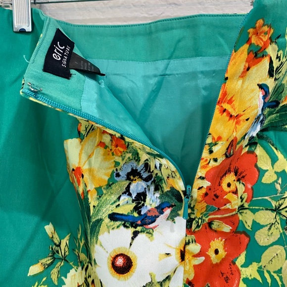 NWT Eric Signature Floral Bird Pencil Skirt size 8 - Picture 9 of 10